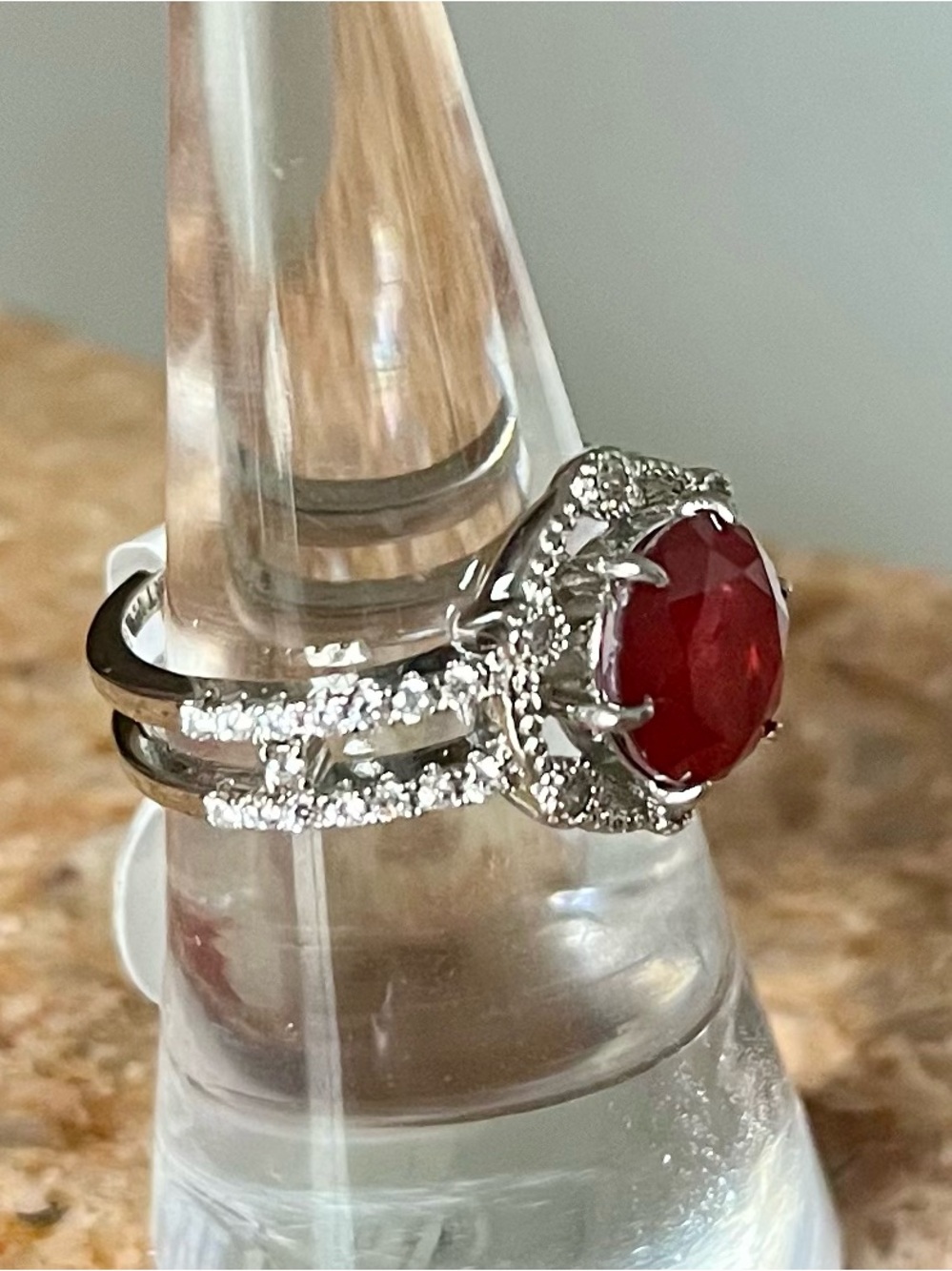 BP Retro RBP3689 Perfection In Sparkle Natural Fusion Burmese Ruby Rhodium Ring - Picture 3 of 4